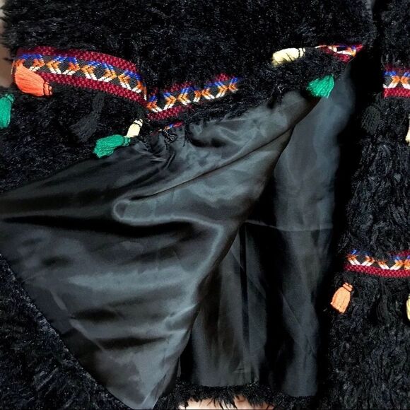 Cherry Paris Boho Black Shag Jacket Size Small - Picture 5 of 8